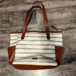 Fossil Sydney striped leather tote bag